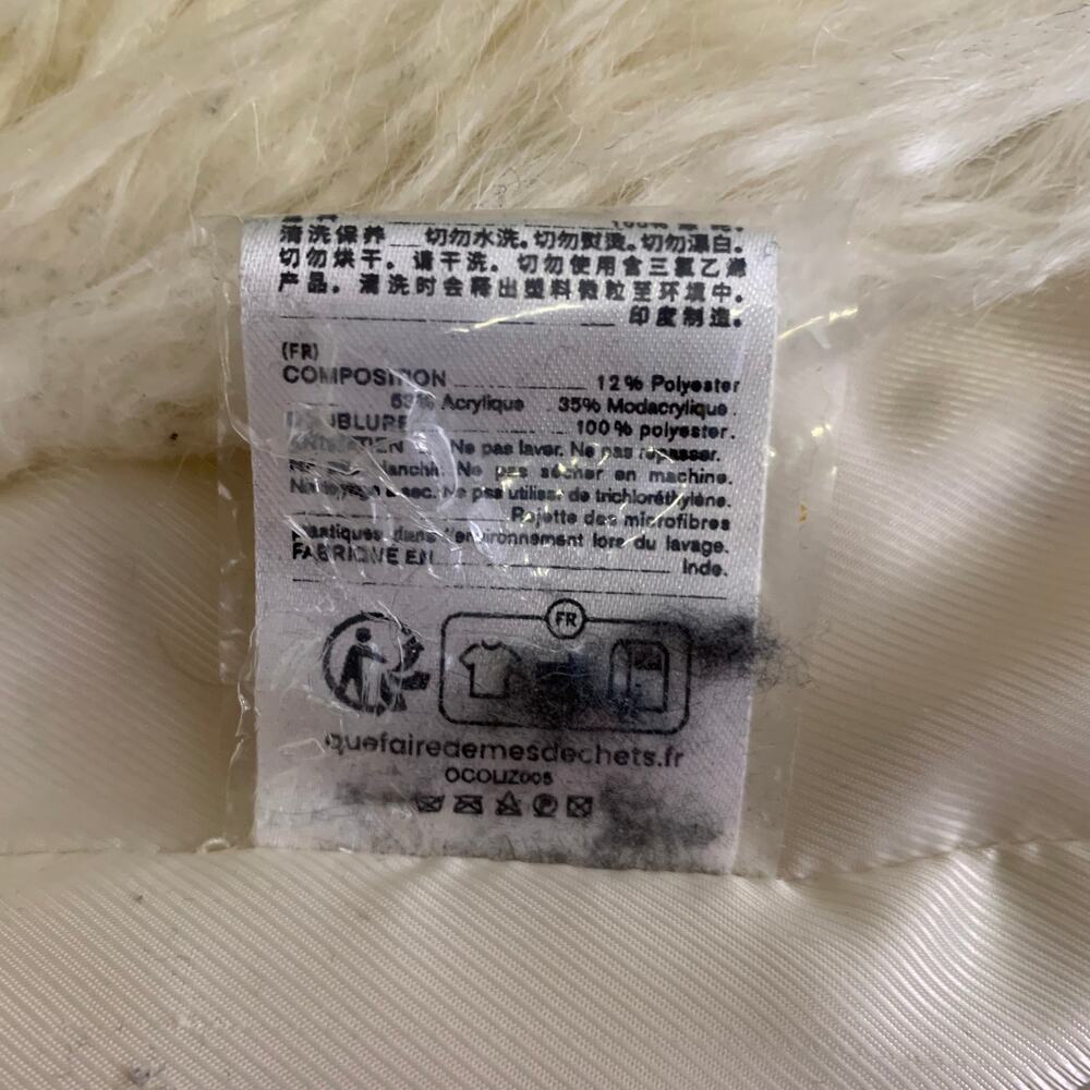 THE FRANKIE SHOP Size M/L Off White Modacrylic Blend Faux Fur Notch Lapel Coat - Picture 6 of 6